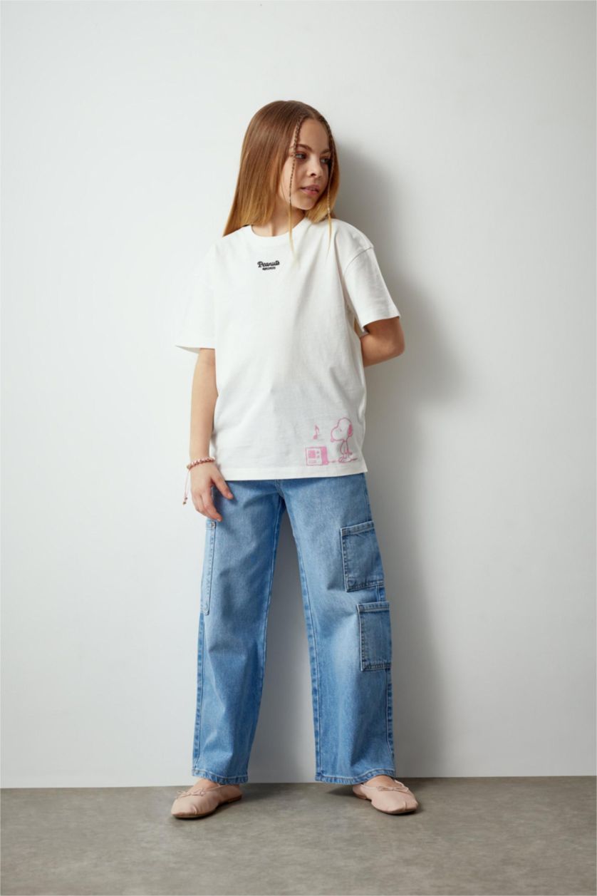 GIRLS & TEENS Blue Girl Wide Leg Cargo Jeans