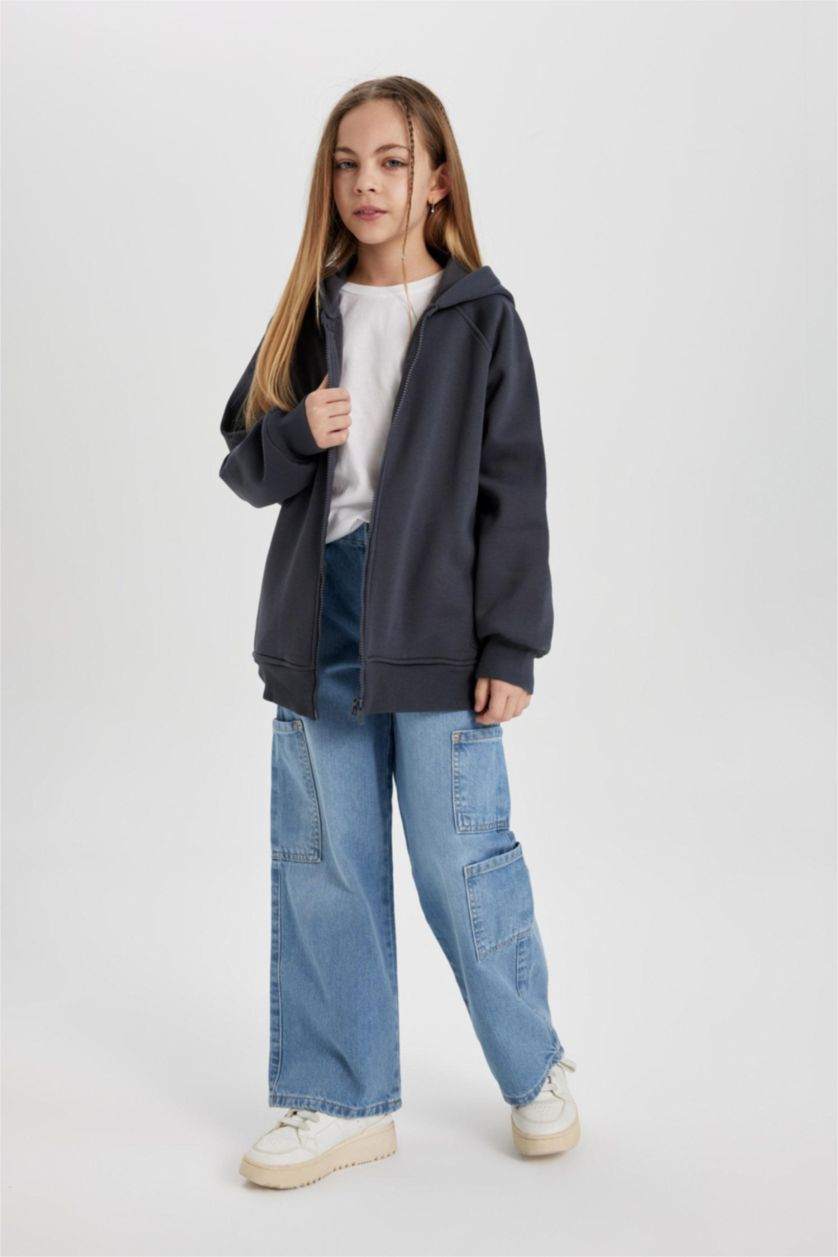 GIRLS & TEENS Blue Girl Wide Leg Cargo Jeans
