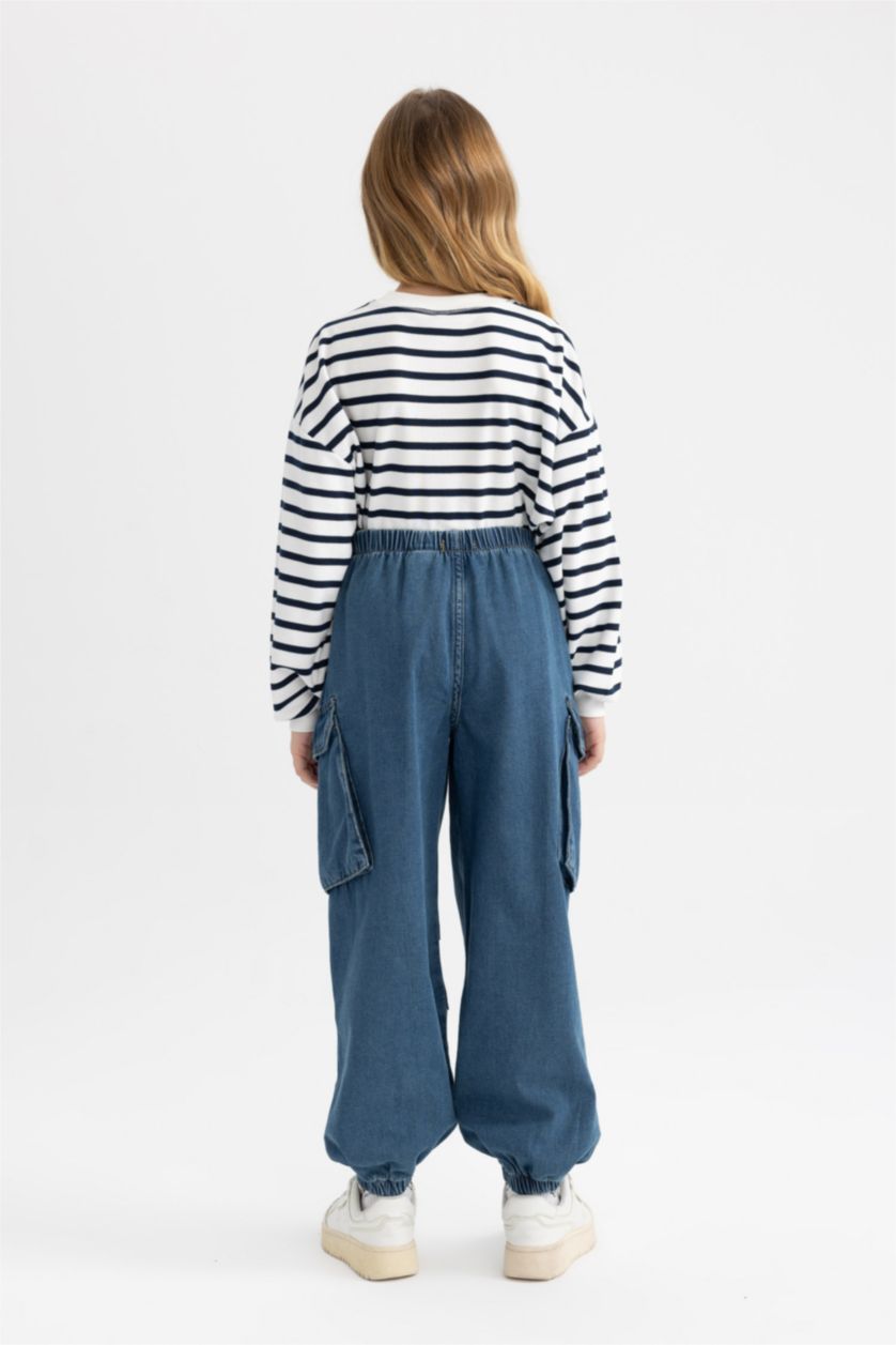 GIRLS & TEENS Blue Girl Parachute Cargo Jeans