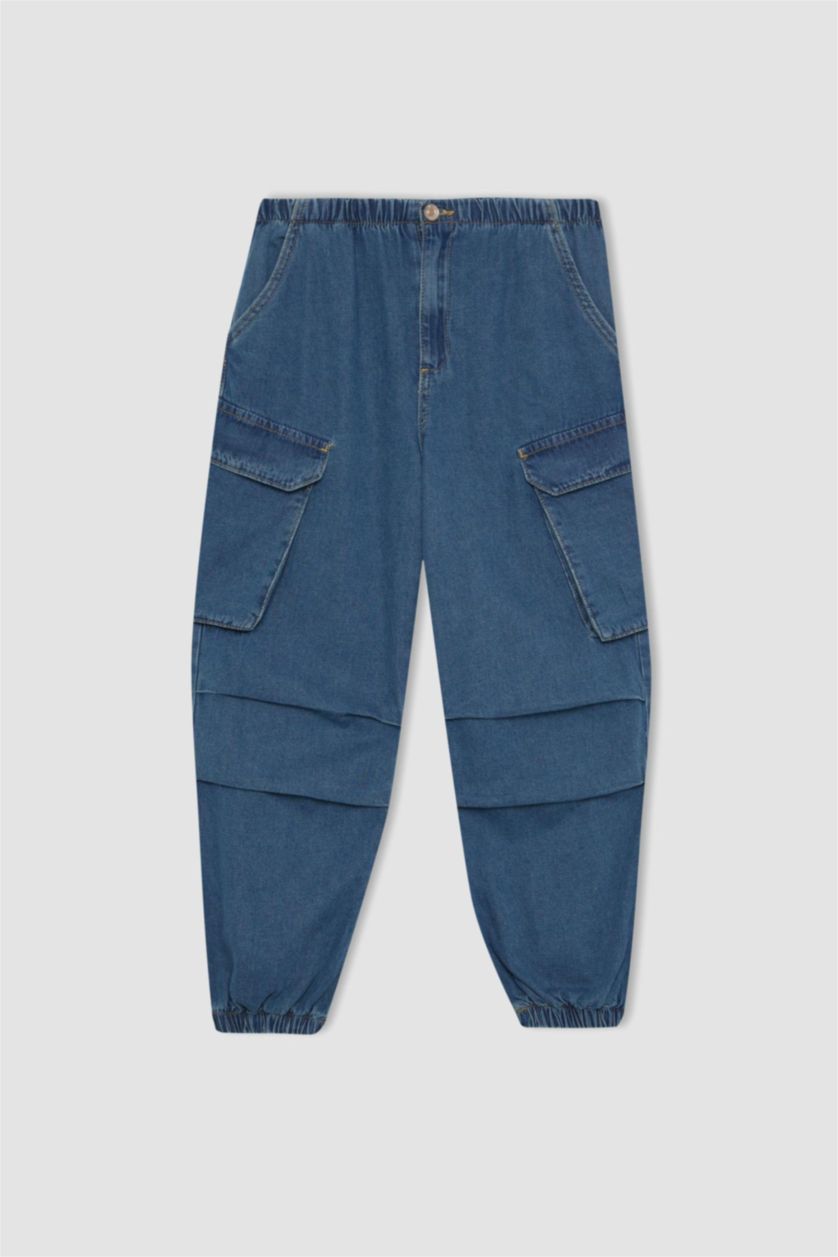 GIRLS & TEENS Blue Girl Parachute Cargo Jeans