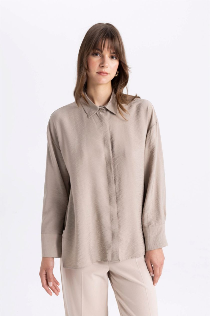 WOMAN Light Beige Relax Fit Long Sleeve Tunic