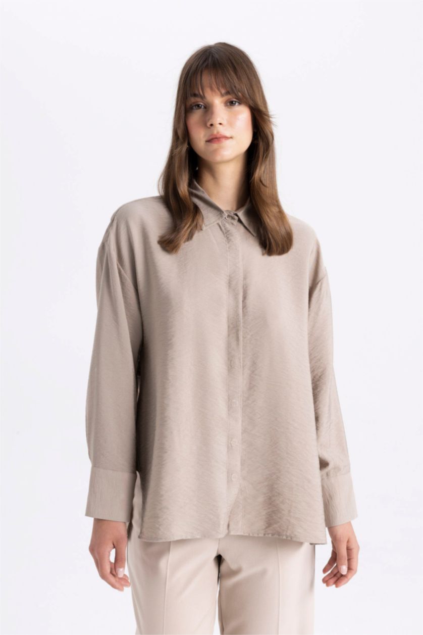 WOMAN Light Beige Relax Fit Long Sleeve Tunic
