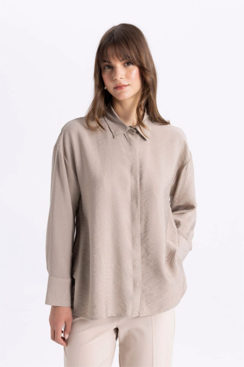 WOMAN Light Beige Relax Fit Long Sleeve Tunic