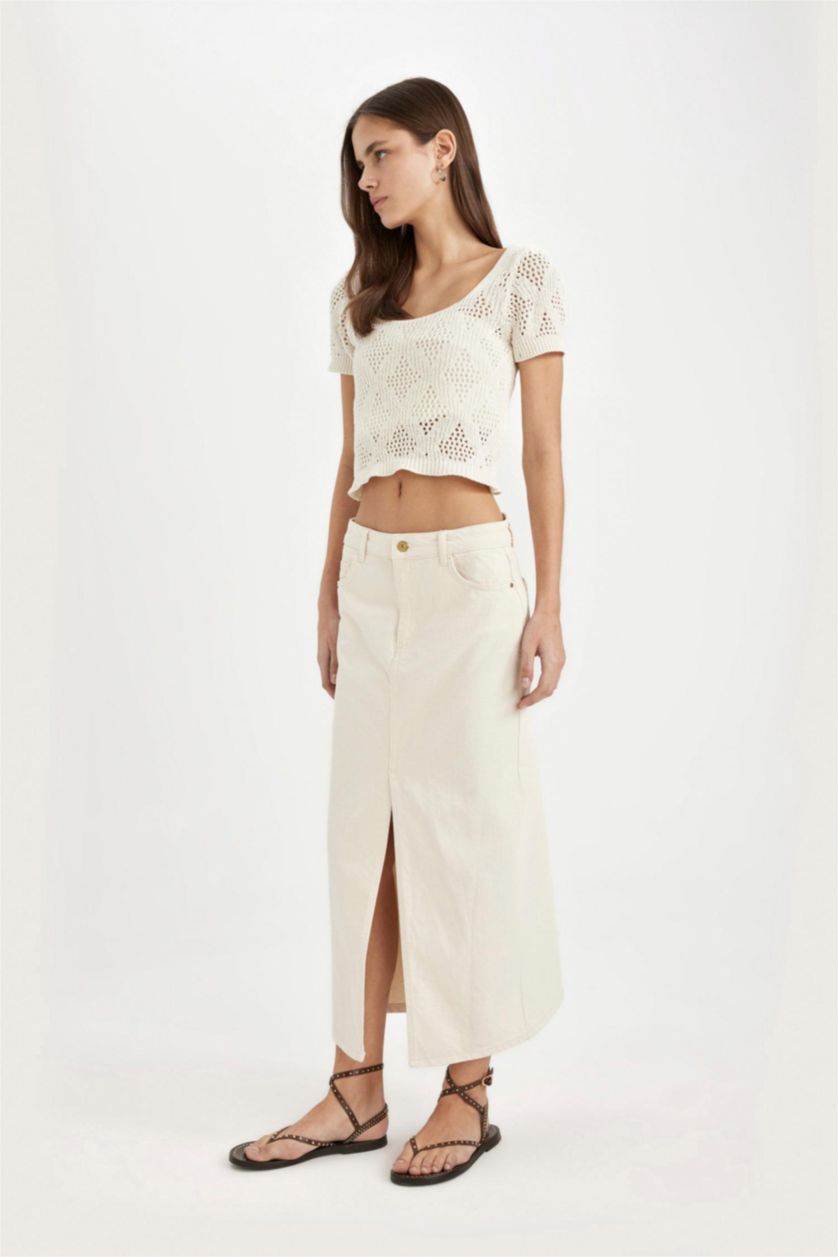 FEMME Écru Jupe en jean longue