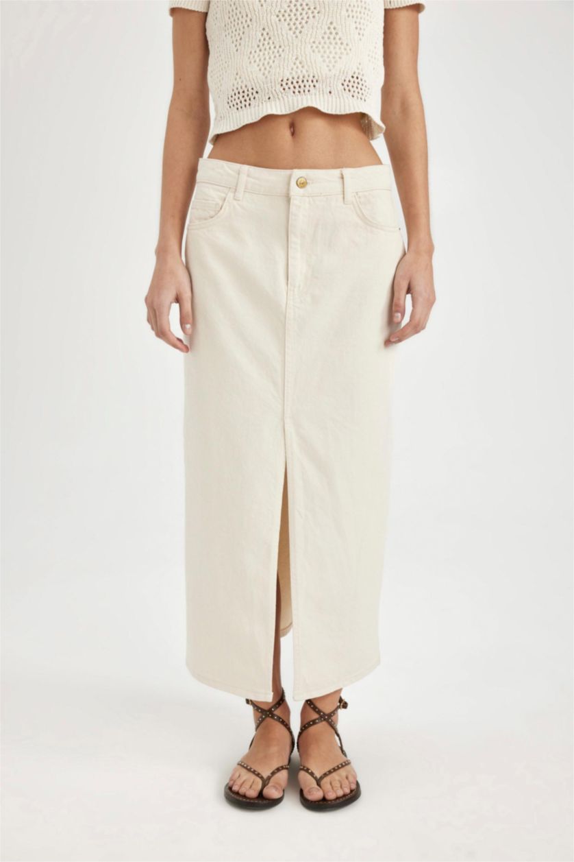 FEMME Écru Jupe en jean longue