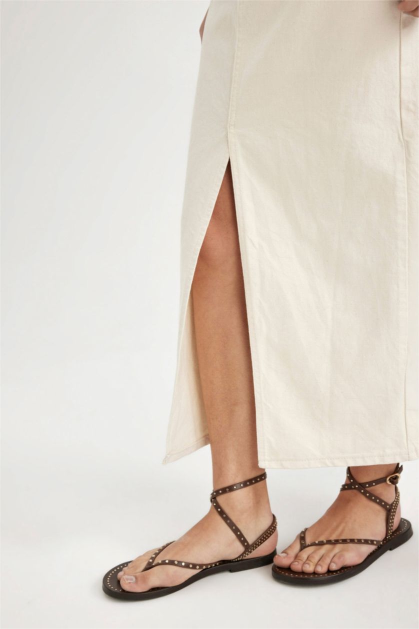 FEMME Écru Jupe en jean longue