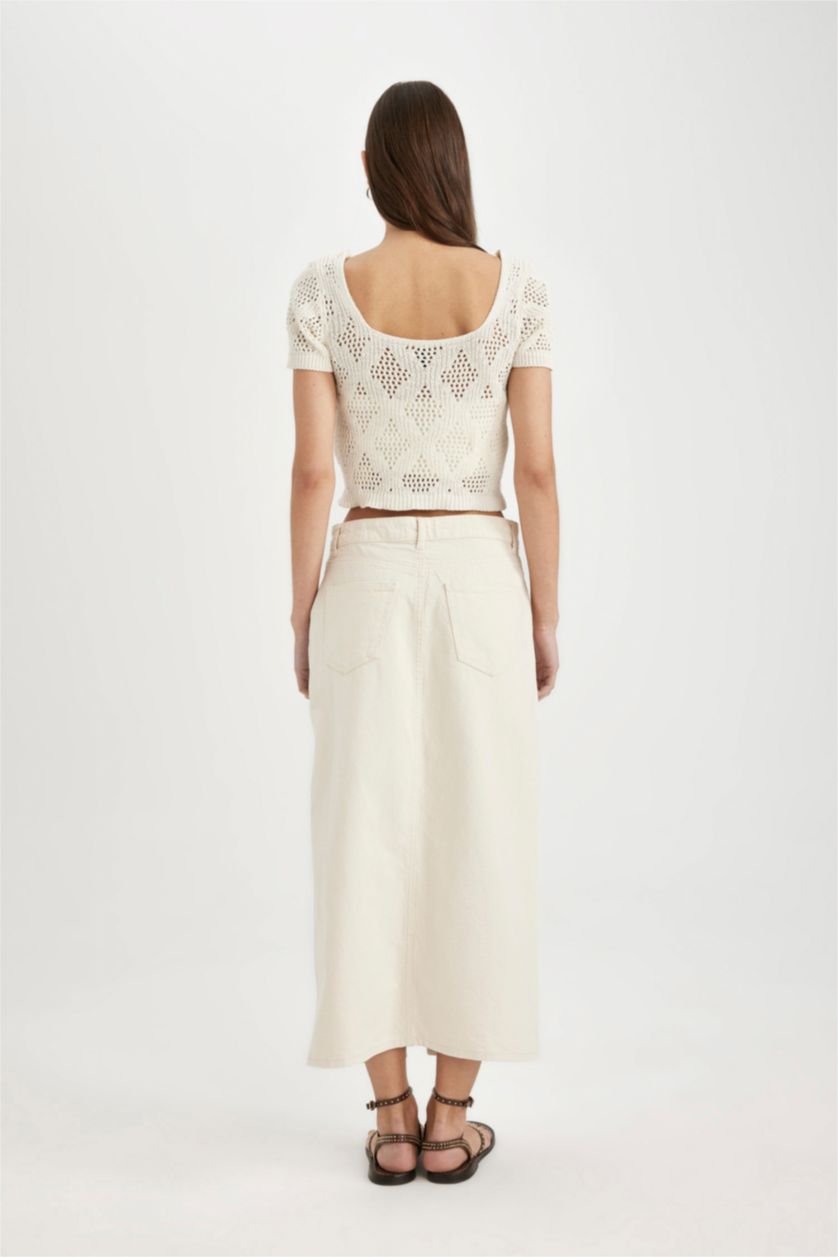 FEMME Écru Jupe en jean longue