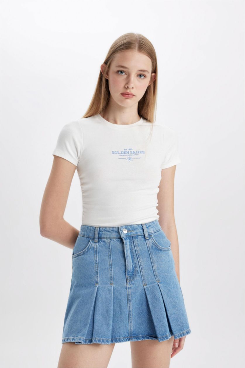 FEMME BLEU Clair Mini Jupe en Jean