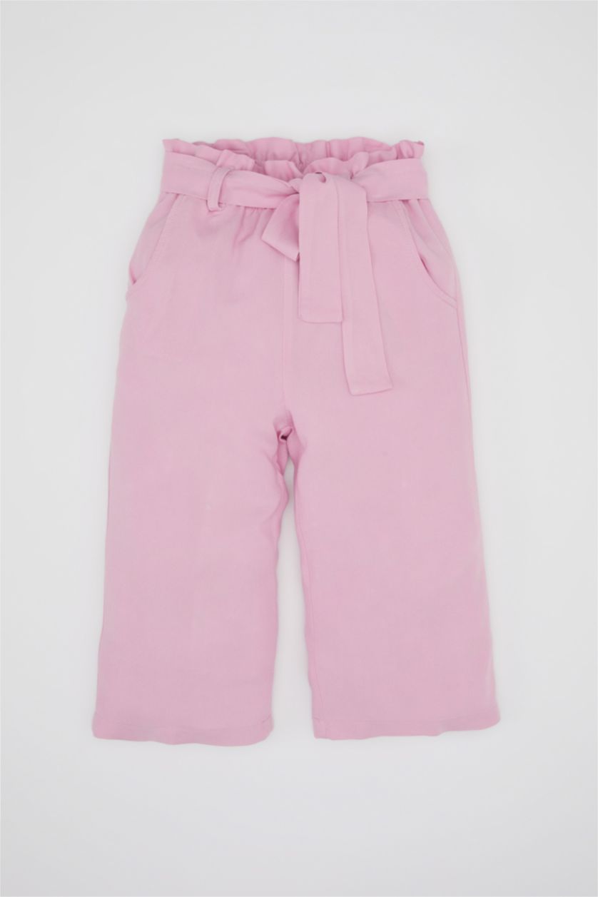 BABY GIRL Pink Baby Girl Regular Fit Straight Leg Viscose Trousers