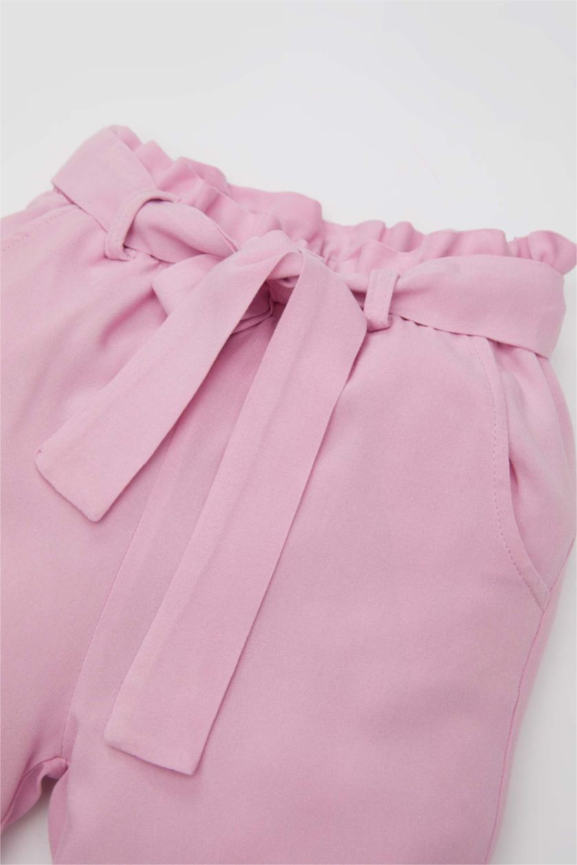 BABY GIRL Pink Baby Girl Regular Fit Straight Leg Viscose Trousers