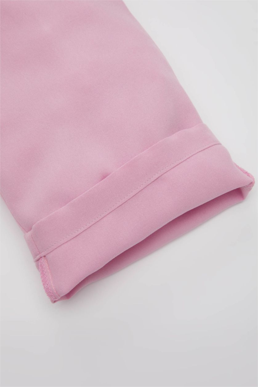 BABY GIRL Pink Baby Girl Regular Fit Straight Leg Viscose Trousers