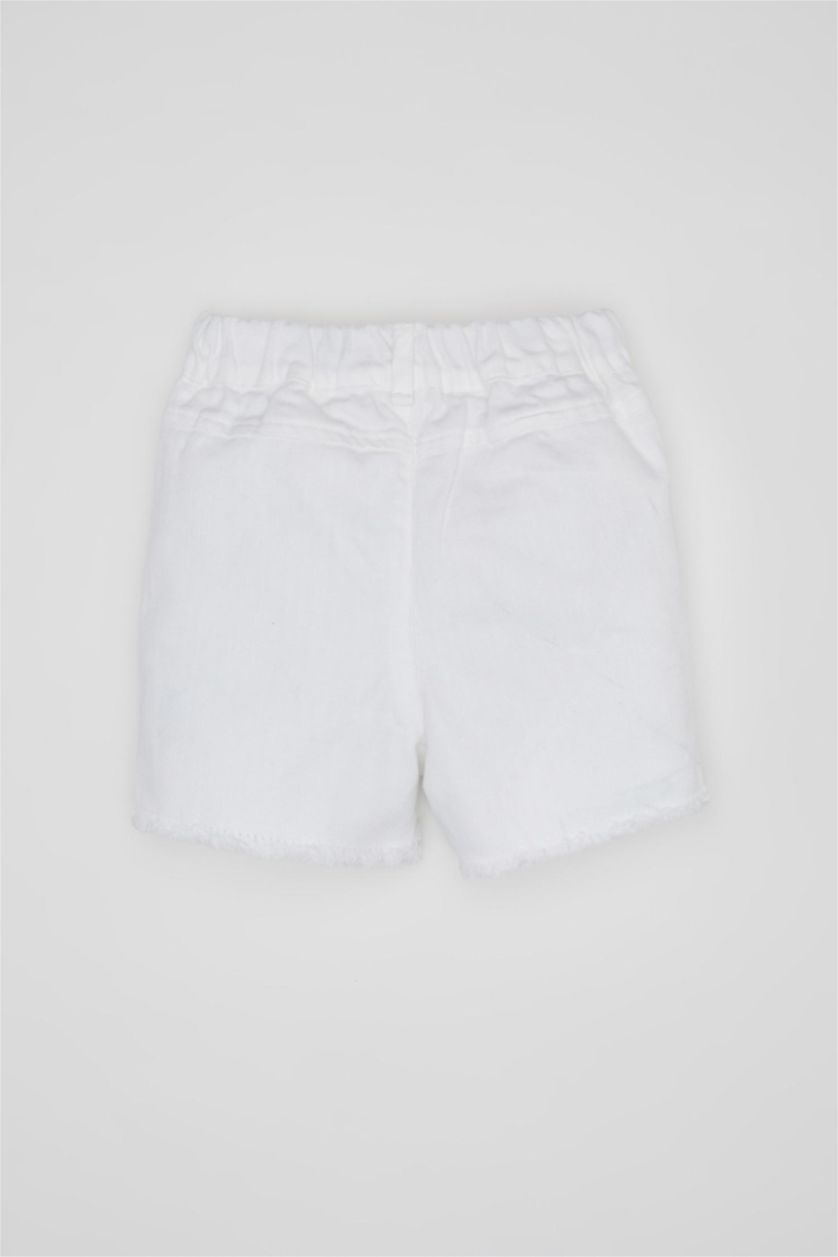 Kız Bebek Beyaz Kız Bebek Gabardin Şort