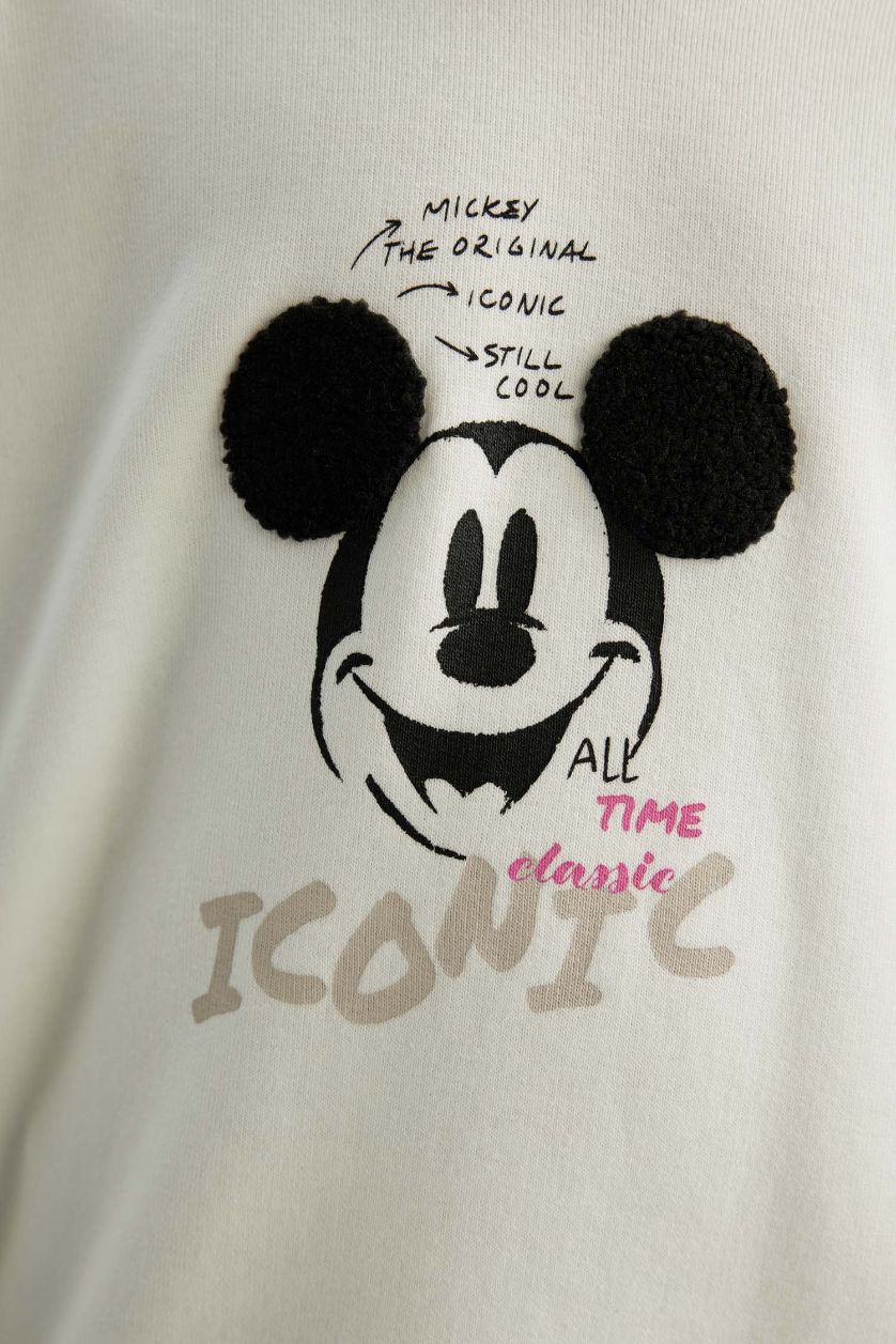 Girls & Teens Ecru Girl Disney Mickey & Minnie Relax Fit Hooded Sweatshirt