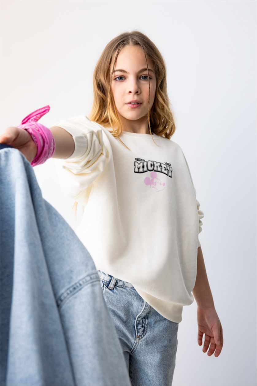 بنات بيج فاتح سويت شيرت بناتي اوفر سايز من ديزني ميكي وميني