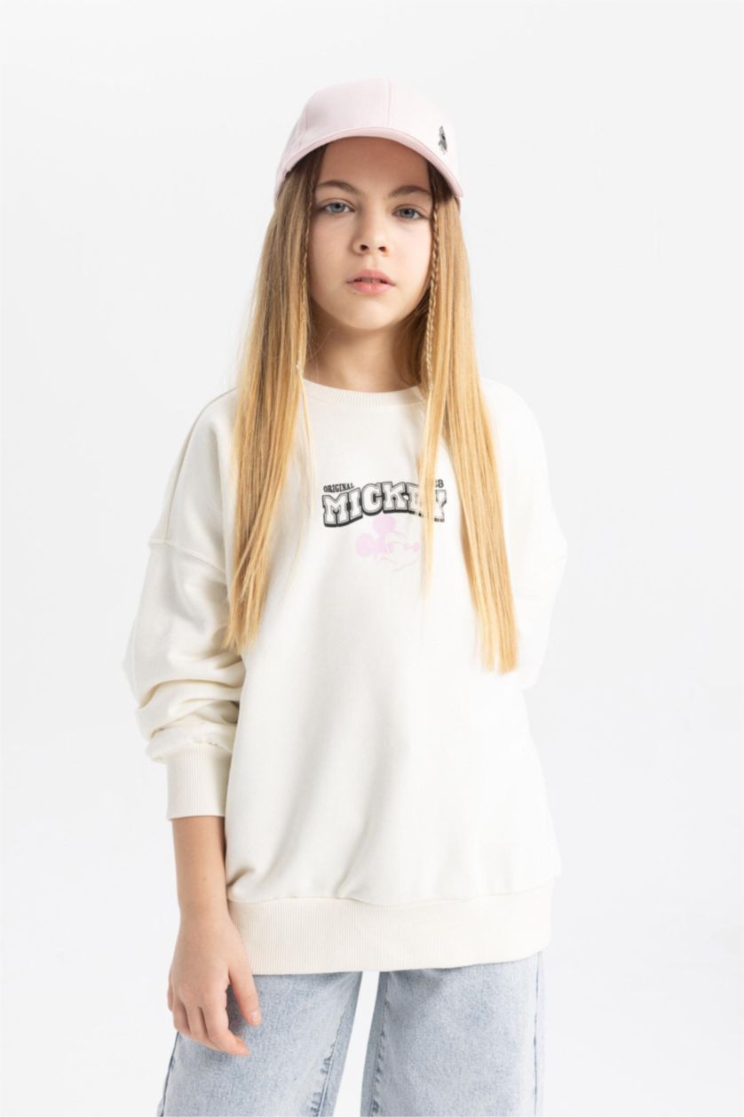 بنات بيج فاتح سويت شيرت بناتي اوفر سايز من ديزني ميكي وميني