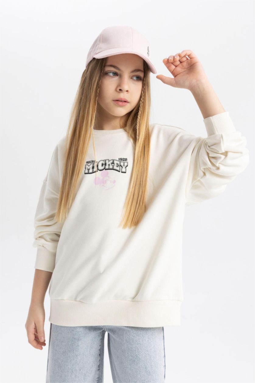 بنات بيج فاتح سويت شيرت بناتي اوفر سايز من ديزني ميكي وميني