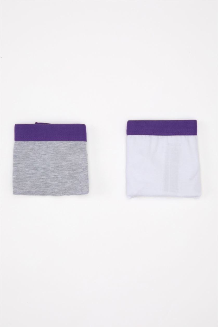 بناتي أبيض بوكسر بناتي مطبوع - قطعتين