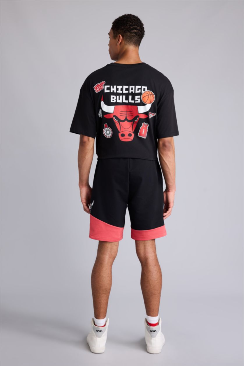 HOMME Noir Short droit NBA Chicago Bulls Coupe standard