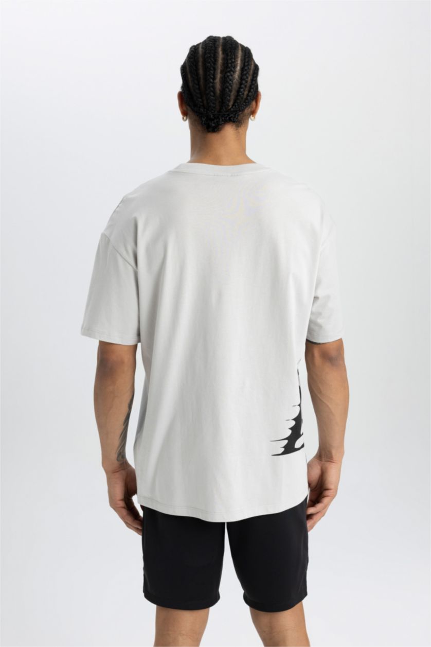 HOMME Gris Clair T-Shirt Oversize Col Rond Manches Courtes Nba Los Angeles Lakers Defactofit