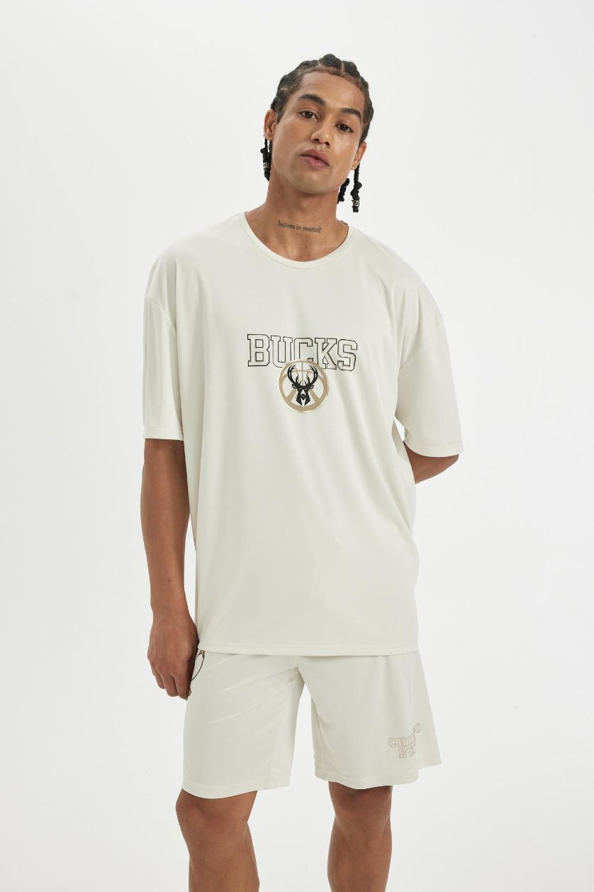 رجالي اللون الحجري تي شيرت اوفر سايز برقبة مستديرة من ميلووكي باكس