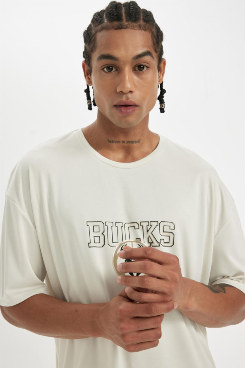 رجالي اللون الحجري تي شيرت اوفر سايز برقبة مستديرة من ميلووكي باكس