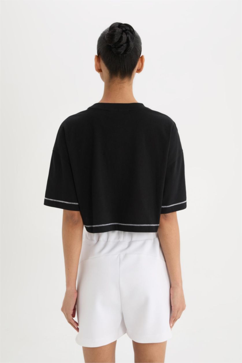 حريمي أسود تيشيرت نص كم برقبة مستديرة من DeFactoFit NBA Brooklyn Nets