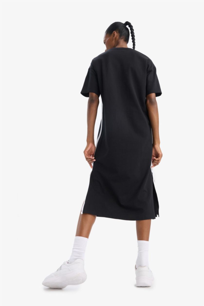 Kadın Siyah NBA Los Angeles Lakers Oversize Geniş Kalıp Kısa Kollu Pike Midi Elbise