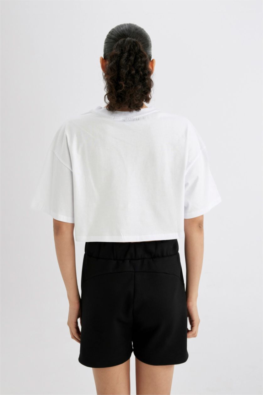 WOMAN Violet Beyaz DeFactoFit NBA Wordmark Oversize Fit Crew Neck T-Shirt