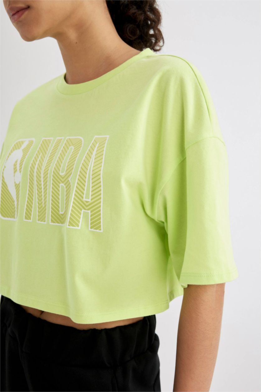 نساء أخضر فاتح تيشيرت نص كم واسع برقبة مستديرة من NBA