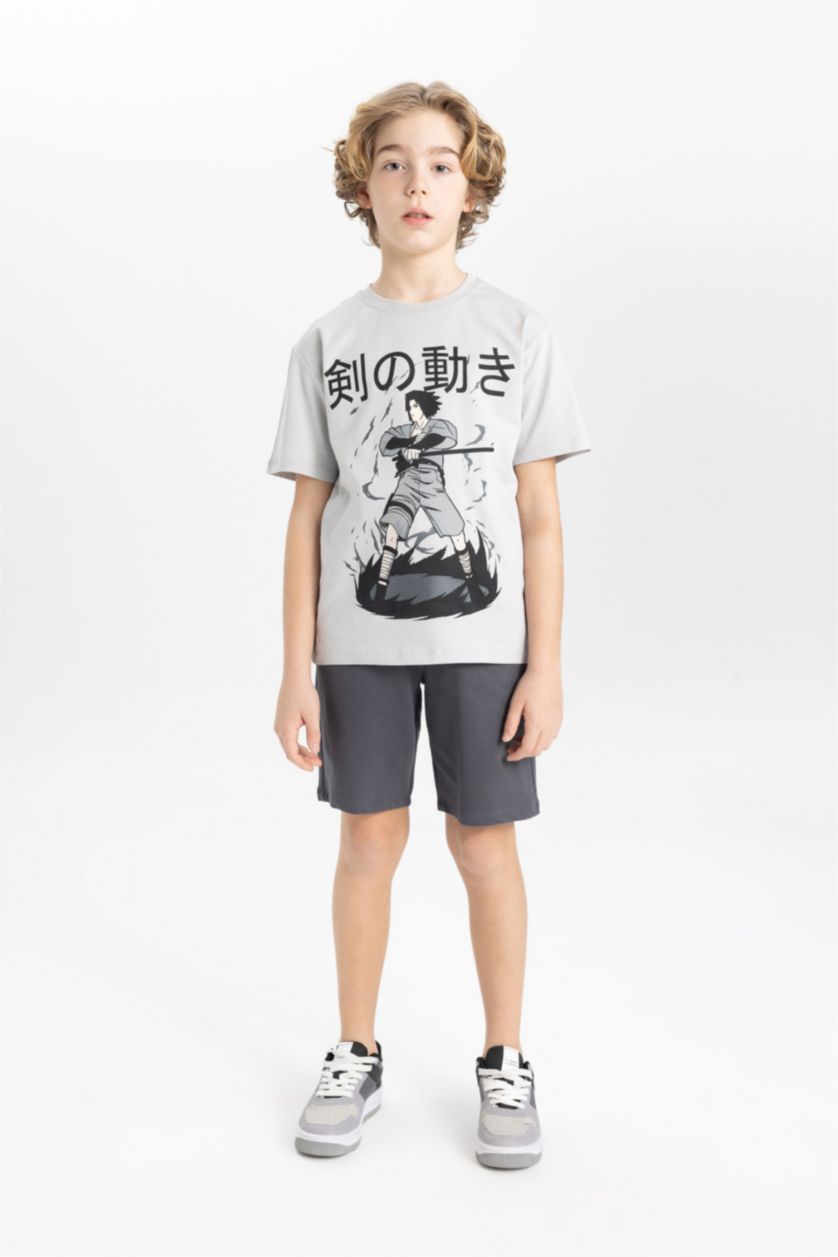 أولاد رمادي فاتح طقم ولادي تي شيرت وشورت - قطعتين