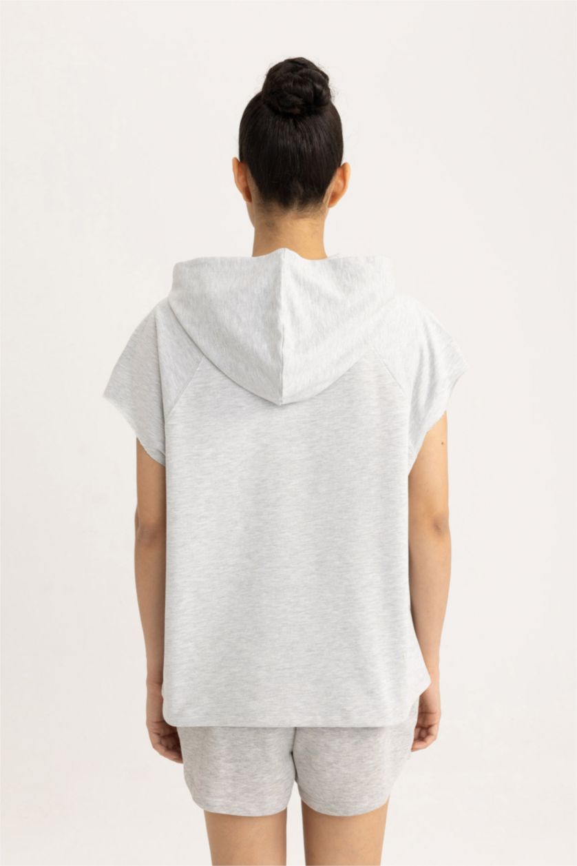 FEMME Gris T-Shirt à capuche Oversize À Manches Courtes NBA Chicago Bulls