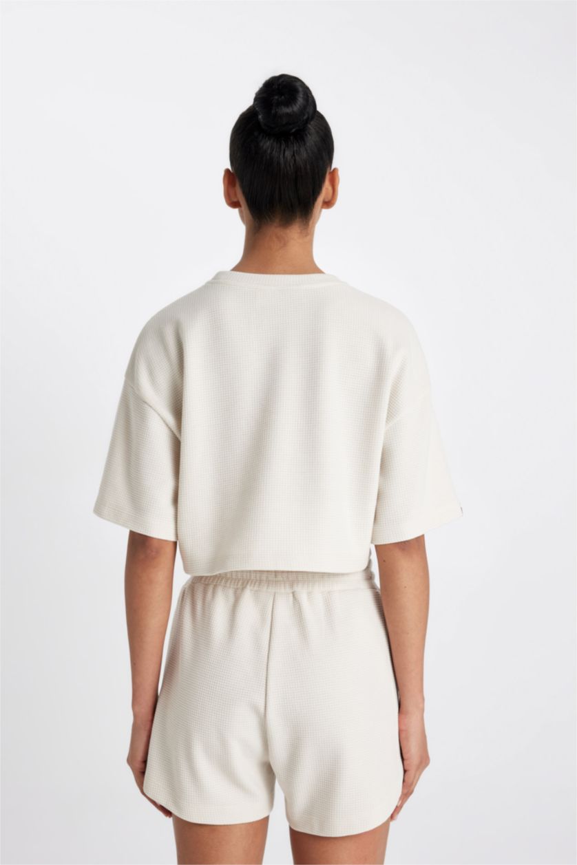 Әйелдерге Сұр NBA Miami Heat Лицензиялық дөңгелек жаға вафли Қысқа жеңді футболка