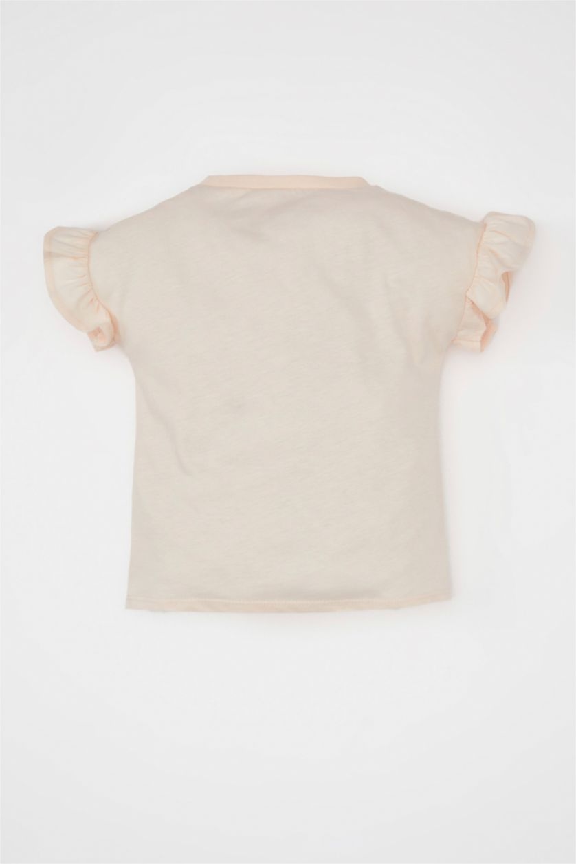 BÉBÉ FILLE Rose Clair T-Shirt imprimé à Manches Courtes et Col Rond Pour Bébé Fille