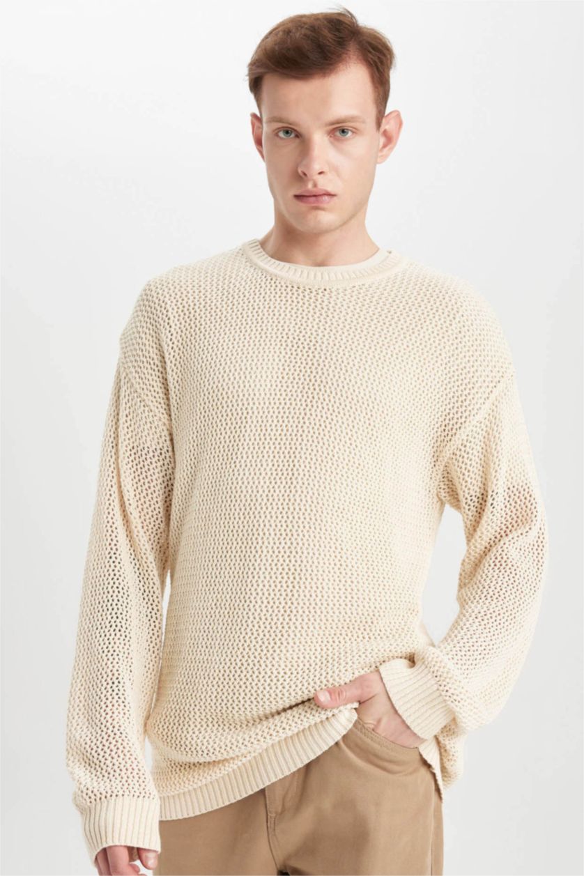 MAN Sand Regular Fit Crew Neck Knitwear Sweatshirt