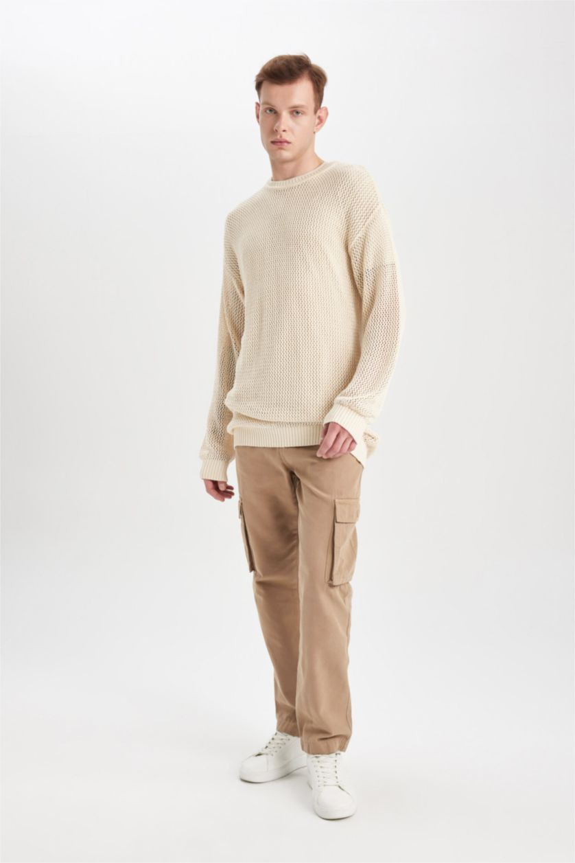 MAN Sand Regular Fit Crew Neck Knitwear Sweatshirt