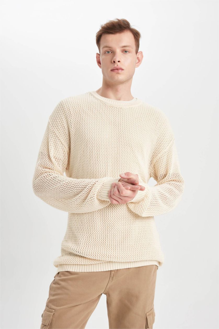 MAN Sand Regular Fit Crew Neck Knitwear Sweatshirt