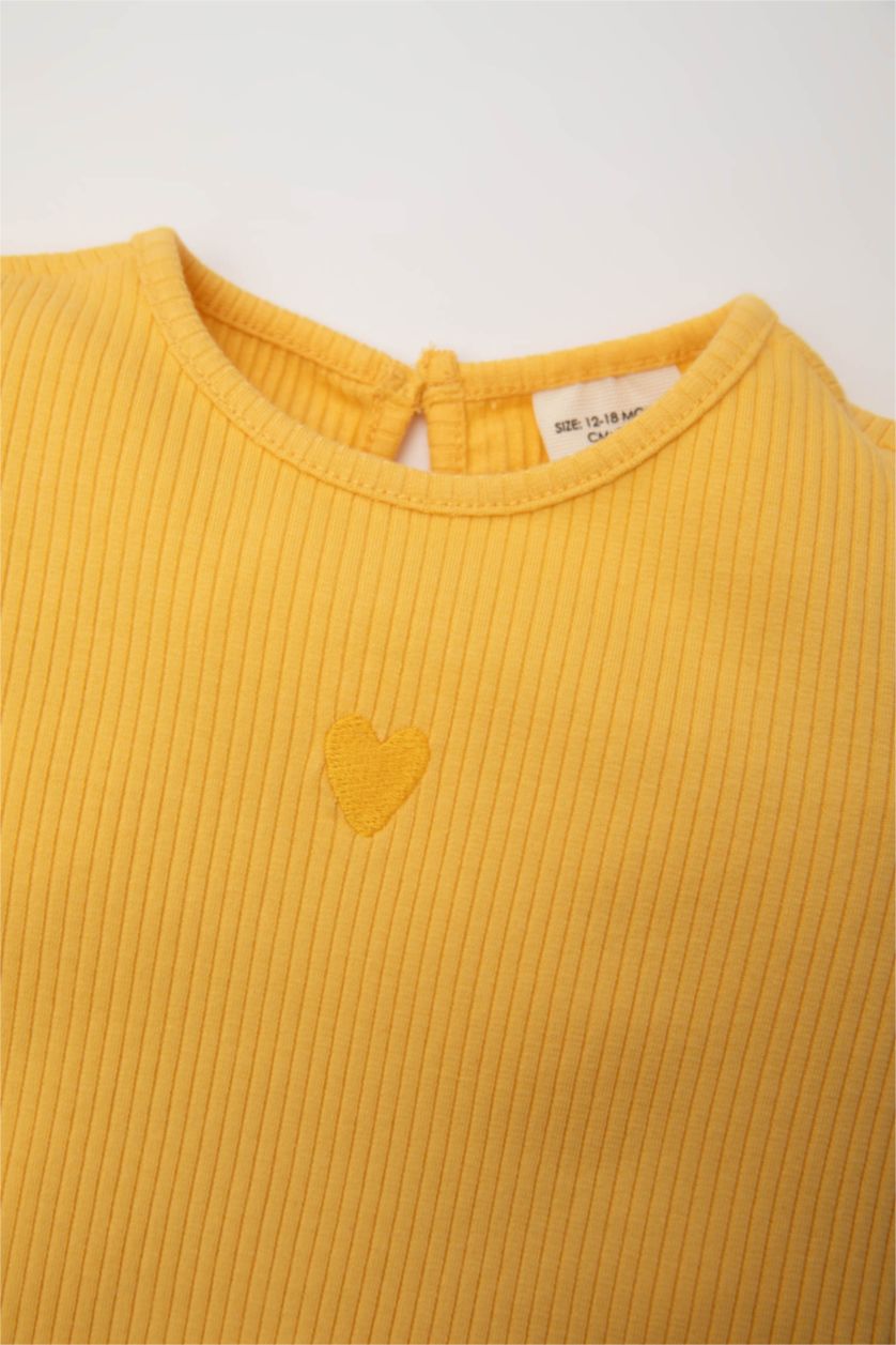 BABY GIRL Yellow Baby Girl Ribbed Camisole T-Shirt Shorts 2 Piece Set