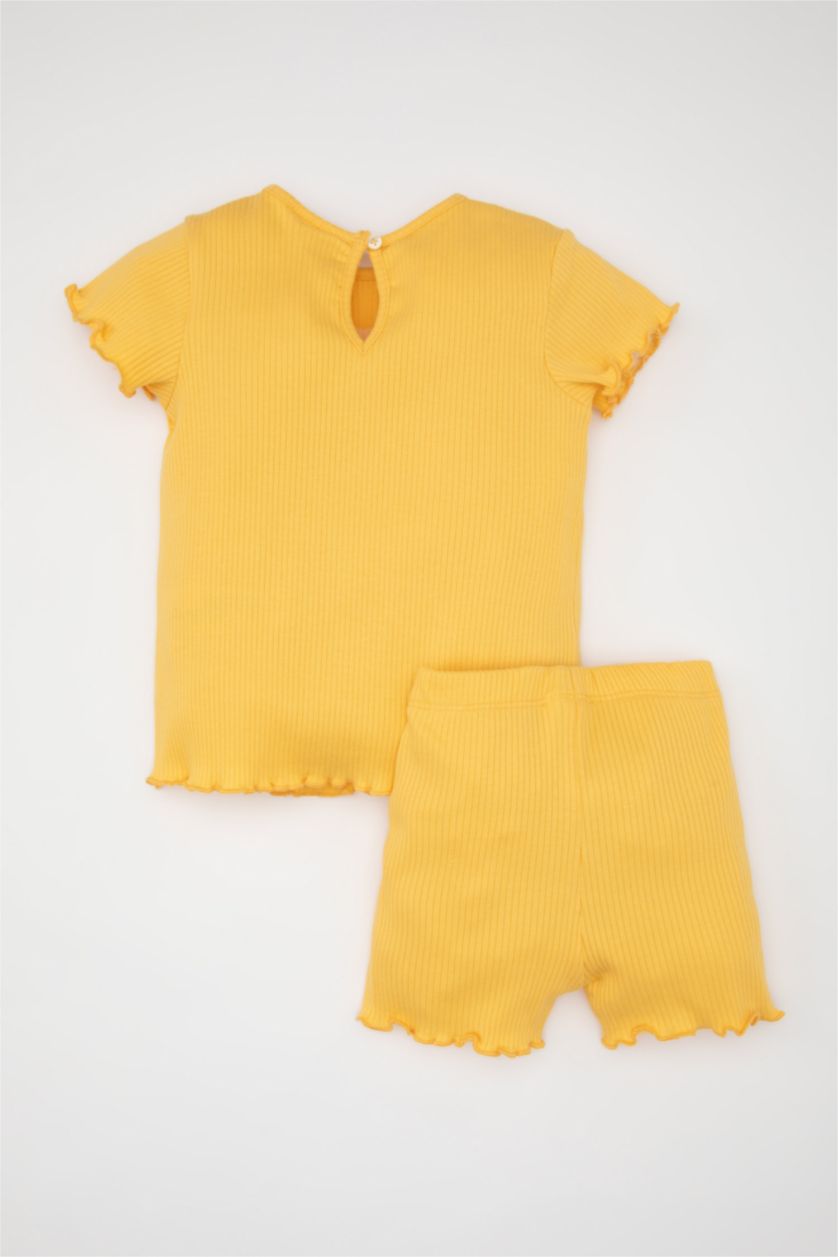BABY GIRL Yellow Baby Girl Ribbed Camisole T-Shirt Shorts 2 Piece Set