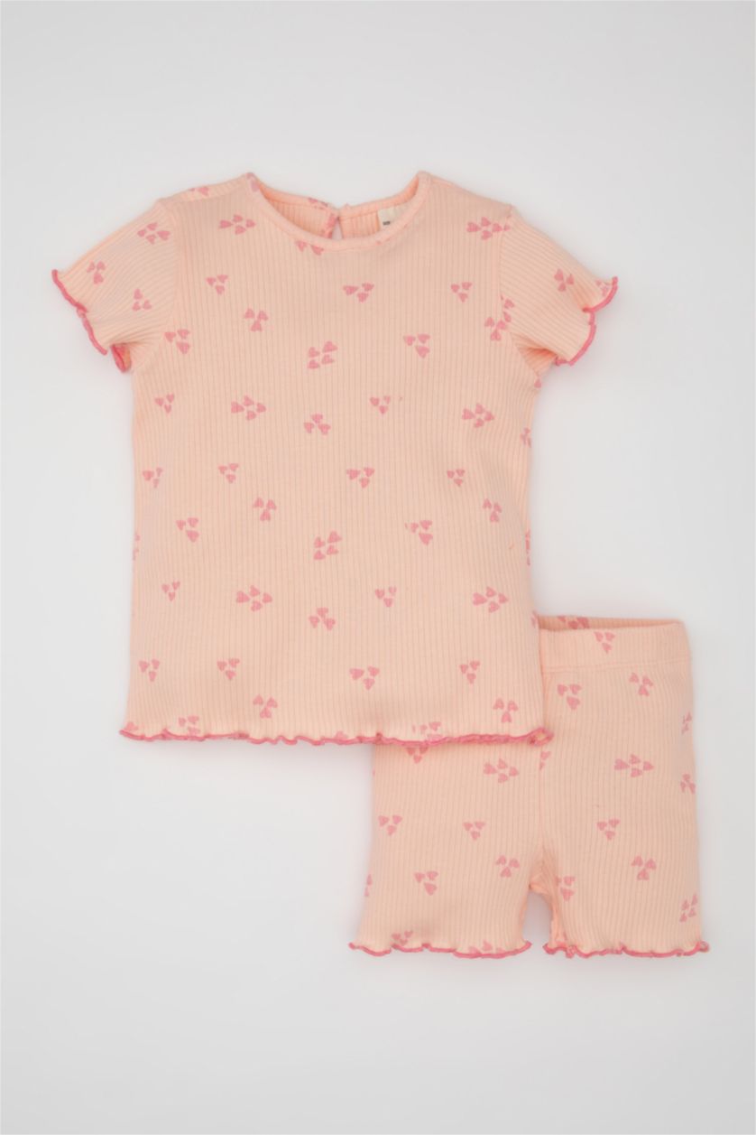 BABY GIRL Pink طقم مضلع قصة عادية