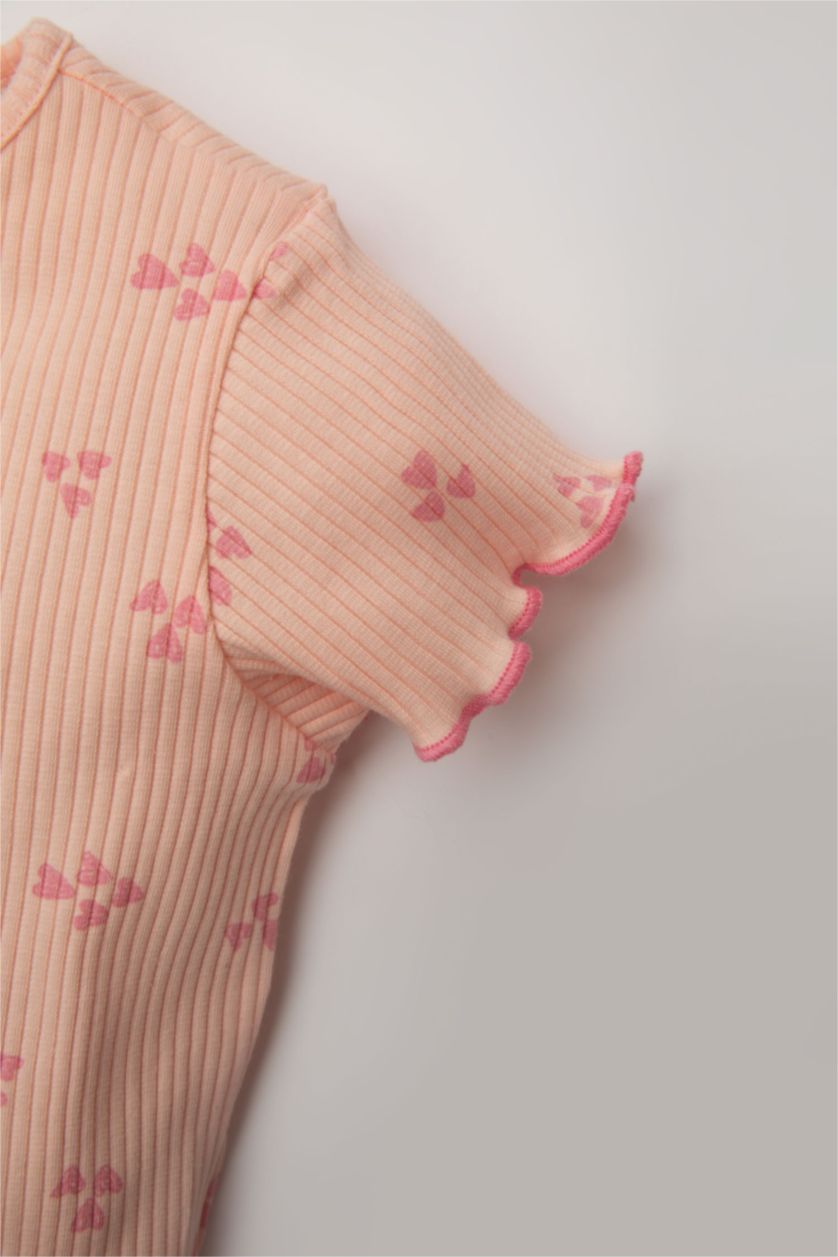 BABY GIRL Pink طقم مضلع قصة عادية