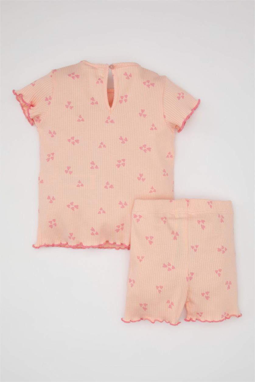 BABY GIRL Pink طقم مضلع قصة عادية