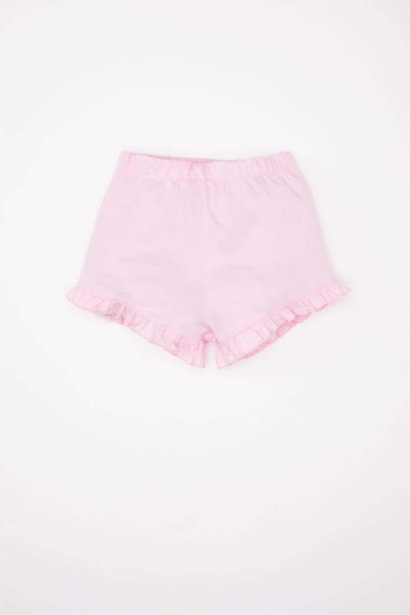 طفلة صغيرة زهري سيت بناتي شورت وتيشيرت بطبعة شعار - قطعتين