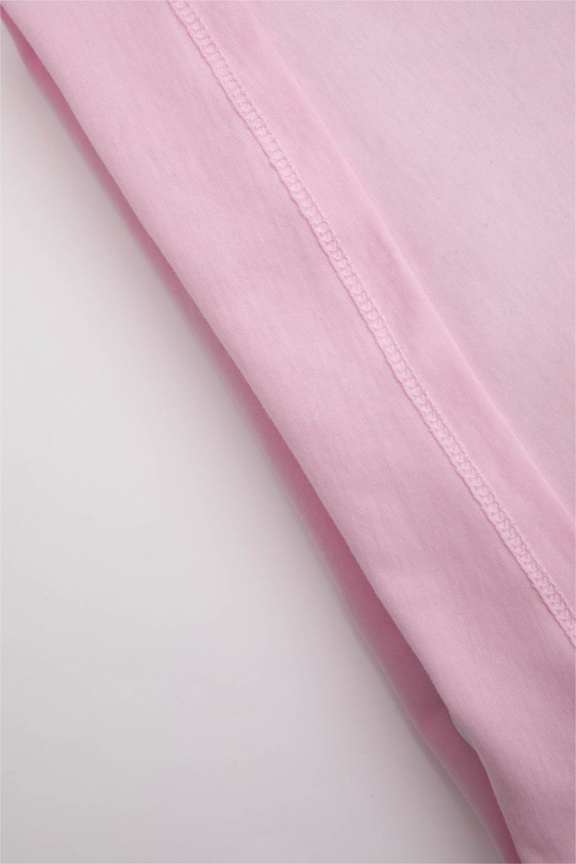 طفلة صغيرة زهري سيت بناتي شورت وتيشيرت بطبعة شعار - قطعتين