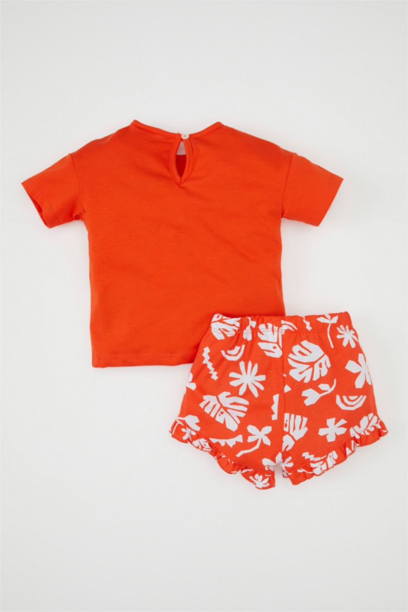 BABY GIRL Coral Baby Girl Printed T-Shirt Shorts 2 Piece Set