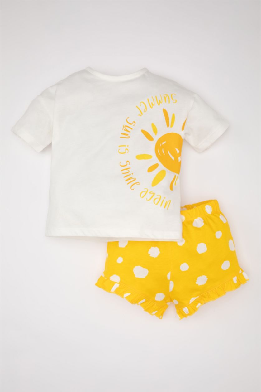 BABY GIRL Yellow Baby Girl Printed T-Shirt Shorts 2 Piece Set