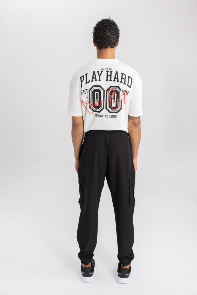 HOMME Noir Jogging De Sport Tissé Standard à Poches Cargo De Defactofit