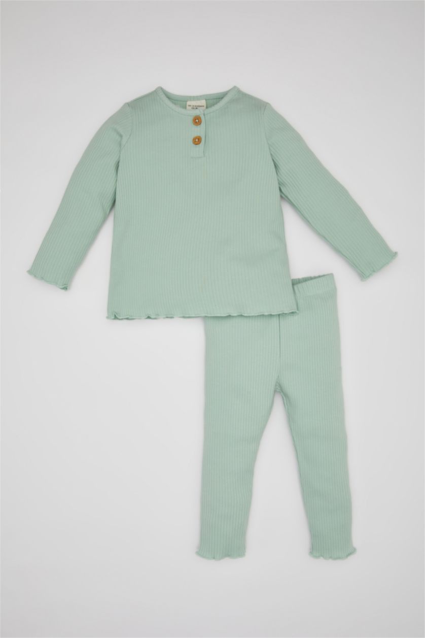 BABY GIRL Mint Baby Girl Ribbed Camisole T-Shirt Leggings 2 Piece Set