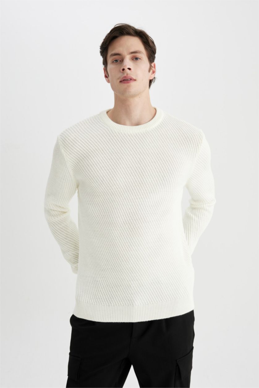 رجال بيج فاتح Standard Fit Knitwear Pullover