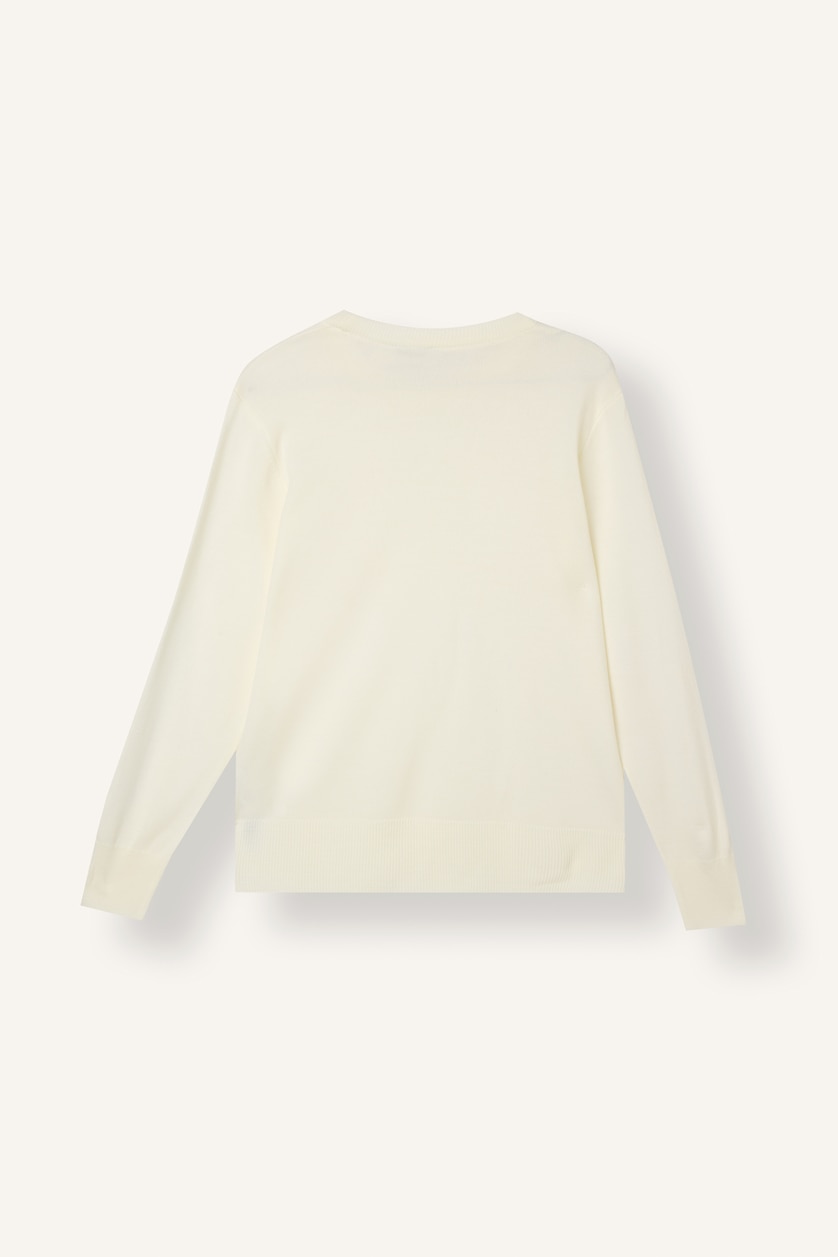 Women Ecru Relaxed Fit Crew Neck Sweater
