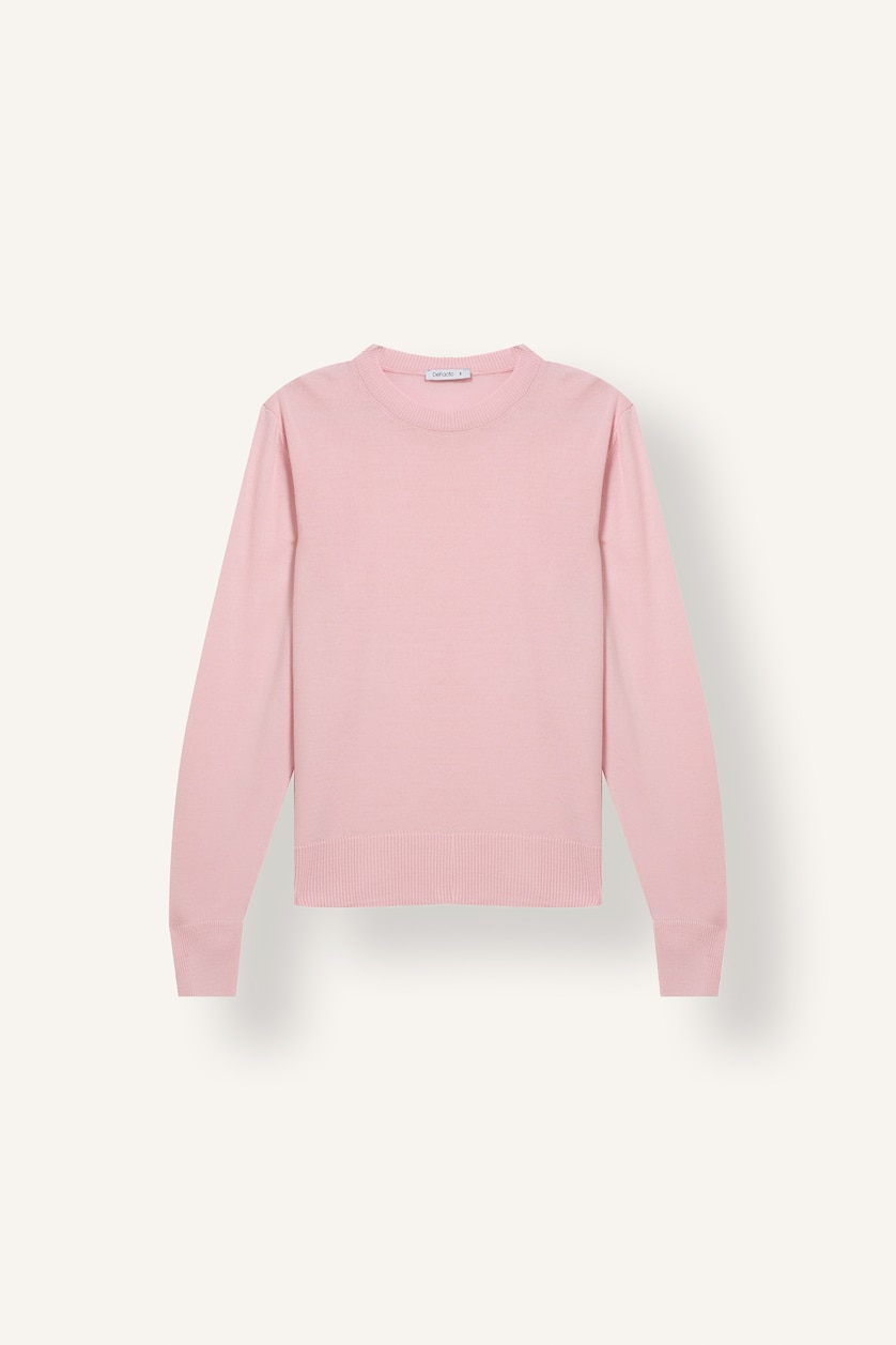 Woman Light Pink Relaxed Fit Ultra Soft Crew Neck Sweater